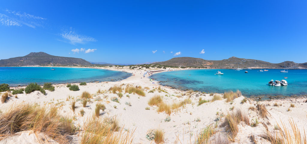 Amazing tropical sandy beach of Simos on Elafonissos island, Peloponnese, Greece.